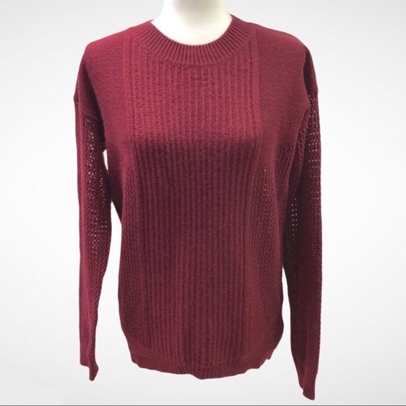 Love Token Sweaters - Love Token Women’s Skylar Knit Sweater Burgundy Size Large Long Sleeve Crewneck